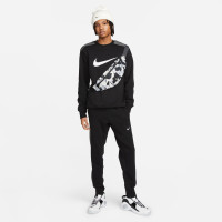 Nike Sportswear Fleece Crew Sweater Zwart Wit Grijs