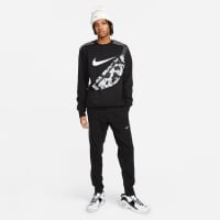 Nike Sportswear Fleece Crew Sweater Black White Grey