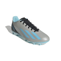 adidas X Crazyfast Messi.4 Gras Voetbalschoenen (FxG) Zilver Lichtblauw Zwart