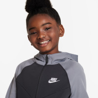 Nike Sportswear Poly Trainingspak Full-Zip Hooded Kids Zwart Grijs Wit