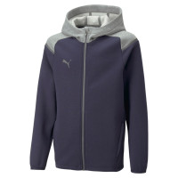 PUMA TeamCup Casual Trainingspak Kids Donkerblauw Grijs Donkergrijs