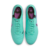 Nike Tiempo Legend 10 Elite IJzeren-Nop Voetbalschoenen (SG) Anti-Clog Turquoise Zwart Paars Wit