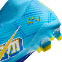 Nike Zoom Mercurial Superfly 9 Mbappé Academy Gras / Kunstgras Voetbalschoenen (MG) Lichtblauw Geel Oranje