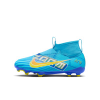Nike Zoom Mercurial Superfly 9 Mbappé Academy Gras / Kunstgras Voetbalschoenen (MG) Kids Lichtblauw Geel Oranje