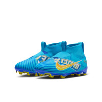 Nike Zoom Mercurial Superfly 9 Mbappé Academy Gras / Kunstgras Voetbalschoenen (MG) Kids Lichtblauw Geel Oranje