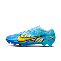 Nike Zoom Mercurial Vapor 15 Mbappé Elite Gras Voetbalschoenen (FG) Lichtblauw Geel Oranje