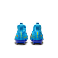 Nike Zoom Mercurial Superfly 9 Mbappé Pro Gras Voetbalschoenen (FG) Kids Lichtblauw Geel Oranje
