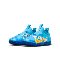 Nike Zoom Mercurial Vapor 15 Mbappé Academy Turf Voetbalschoenen (TF) Kids Lichtblauw Geel Oranje