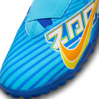 Nike Zoom Mercurial Vapor 15 Mbappé Academy Turf Voetbalschoenen (TF) Kids Lichtblauw Geel Oranje