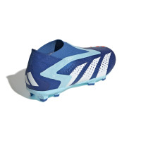 adidas Predator Accuracy+ Veterloze Gras Voetbalschoenen (FG) Kids Blauw Lichtblauw Wit