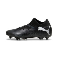 PUMA Future 7 Match IJzeren-Nop Voetbalschoenen (SG) Zwart Wit Donkergrijs