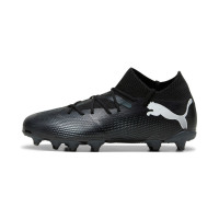 PUMA Future 7 Match Gras / Kunstgras Voetbalschoenen (MG) Kids Zwart Wit Donkergrijs