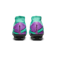 Nike Zoom Mercurial Superfly 9 Academy IJzeren-Nop Voetbalschoenen (SG) Anti-Clog Turquoise Paars Zwart Wit