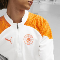 PUMA Manchester City Trainingspak 1/4-Zip 2023-2024 Wit Donkergrijs Oranje
