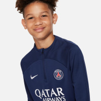 Nike Paris Saint-Germain Academy Pro Trainingstrui 1/4-Zip 2023-2024 Kids Donkerblauw Wit