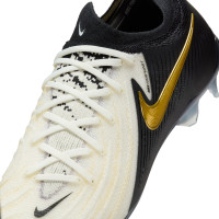 Nike Phantom GX II Elite Gras Voetbalschoenen (FG) Zwart Gebroken Wit Goud