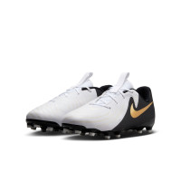 Nike Phantom GX II Academy Gras / Kunstgras Voetbalschoenen (MG) Kids Zwart Gebroken Wit Goud