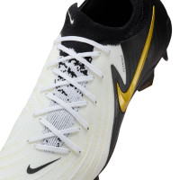 Nike Phantom GX II Pro Gras Voetbalschoenen (FG) Zwart Gebroken Wit Goud