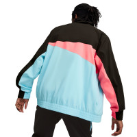 PUMA Manchester City Woven Trainingspak Full-Zip 2023-2024 Zwart Lichtblauw Roze