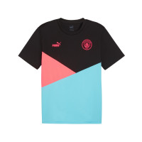PUMA Manchester City T-Shirt 2023-2024 Zwart Lichtblauw Roze