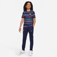 Nike Frankrijk Strike Trainingsbroek 2024-2026 Kids Donkerblauw Lichtblauw