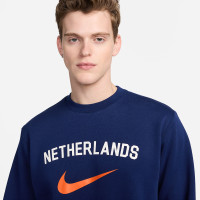 Nike Nederland Sportswear Club Crew Sweater 2024-2026 Blauw Oranje