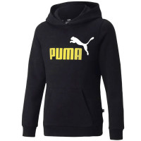 PUMA Essentials+ 2 Big Logo Hoodie Kids Zwart Geel Wit