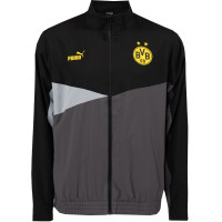 PUMA Borussia Dortmund Woven Trainingsjack 2023-2024 Zwart Grijs