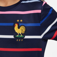Nike Frankrijk Pre-Match Trainingsshirt 2024-2026 Kids Donkerblauw Goud Multicolor
