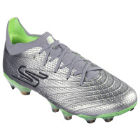 Skechers SKX_01 Elite Low Gras Voetbalschoenen (FG) Zilver Groen