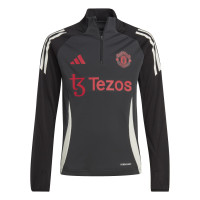 adidas Manchester United Training sweater 1/4-Zip European 2024-2025 Kids Dark Grey Black Red White