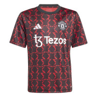 adidas Manchester United Pre-Match Training Shirt 2024-2025 Kids Black Red