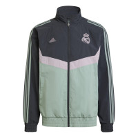 adidas Real Madrid Woven Trainingsjack 2024-2025 Donkergrijs Groen Paars