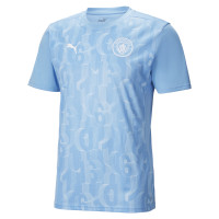 PUMA Manchester City Pre-Match Training Shirt 2024-2025 Light Blue White
