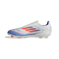 adidas F50 League Laceless Grass Football Shoes (FG) White Red Blue