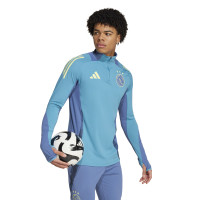 adidas Ajax Trainingspak 1/4-Zip 2024-2025 Lichtblauw Blauw Geel