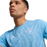 PUMA Manchester City Pre-Match Training Shirt 2024-2025 Light Blue White