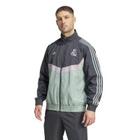 adidas Real Madrid Culturewear Woven Tracksuit Full-Zip 2024-2025 Dark Grey Green Purple