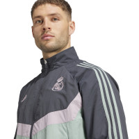 adidas Real Madrid Woven Trainingsjack 2024-2025 Donkergrijs Groen Paars