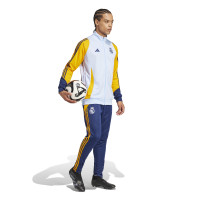adidas Real Madrid Full-Zip Tracksuit 2024-2025 Light Blue Dark Blue Yellow