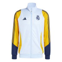adidas Real Madrid Full-Zip Tracksuit 2024-2025 Light Blue Dark Blue Yellow