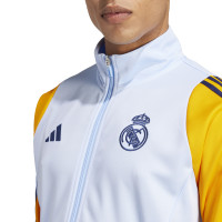 adidas Real Madrid Full-Zip Tracksuit 2024-2025 Light Blue Dark Blue Yellow