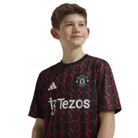 adidas Manchester United Pre-Match Training Shirt 2024-2025 Kids Black Red