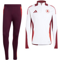 adidas AS Roma Trainingspak 1/4-Zip 2024-2025 Wit Bordeauxrood Oranje