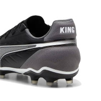PUMA King Match Grass/Artificial Grass Football Shoes (MG) Black White Grey