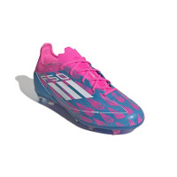 adidas F50 Pro Gras Football Shoes (FG) Kids Blue Pink White