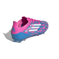 adidas F50 Pro Gras Football Shoes (FG) Kids Blue Pink White