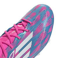 adidas F50 Pro Gras Football Shoes (FG) Kids Blue Pink White