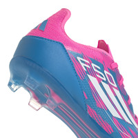 adidas F50 Pro Gras Football Shoes (FG) Kids Blue Pink White