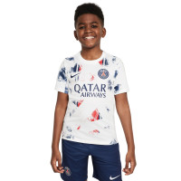 Nike Paris Saint-Germain Pre-Match Trainingsshirt 2024-2025 Kids Wit Donkerblauw Rood